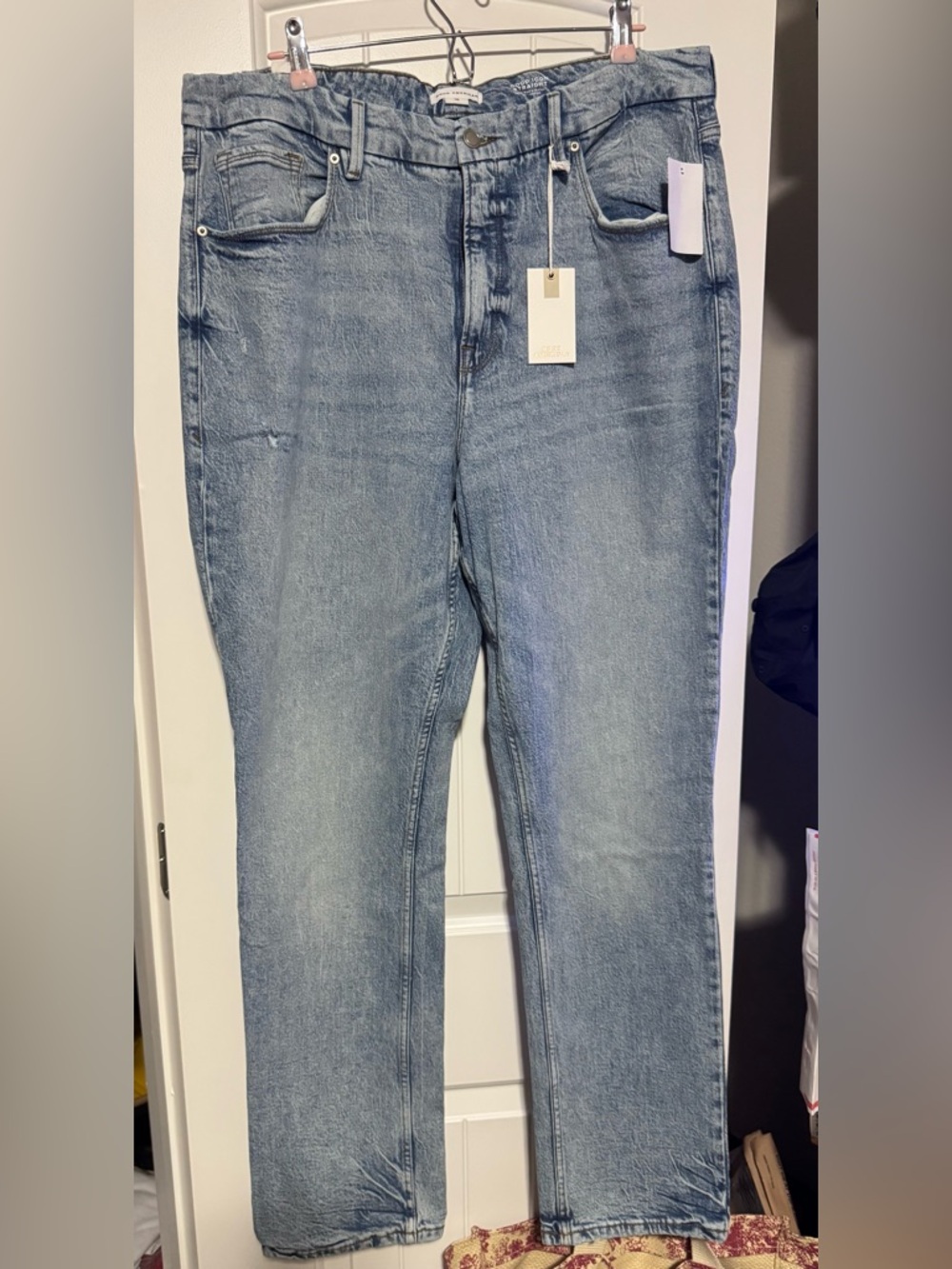 Women's- Good American Good icon Classic High-Rise Straight Leg 32” Sz 16